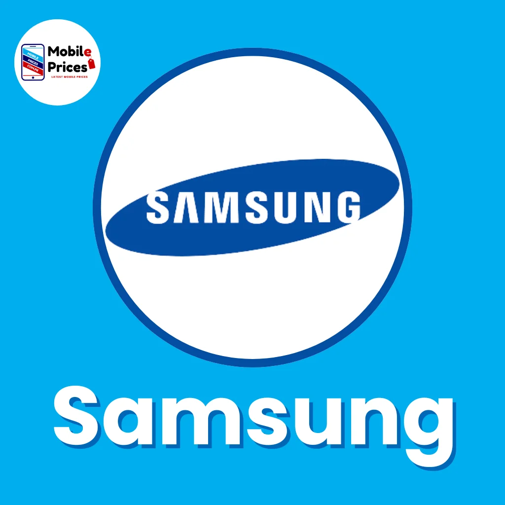 Samsung Mobile brand logo on a blue background with Samsung text below