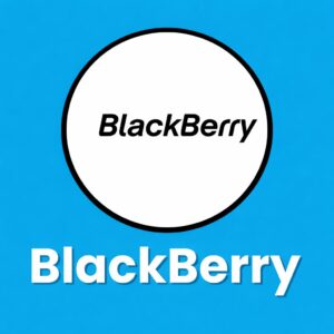 BlackBerry Mobile brand logo on a blue background with BlackBerry text below