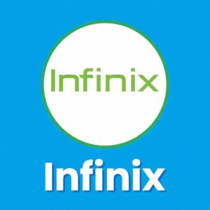 Infinix Mobile brand logo on a blue background with Infinix text below