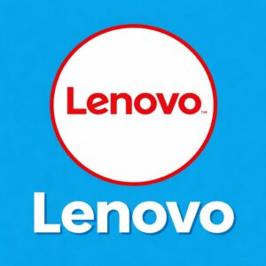 Lenevo Mobile brand logo on a blue background with Lenevo text below